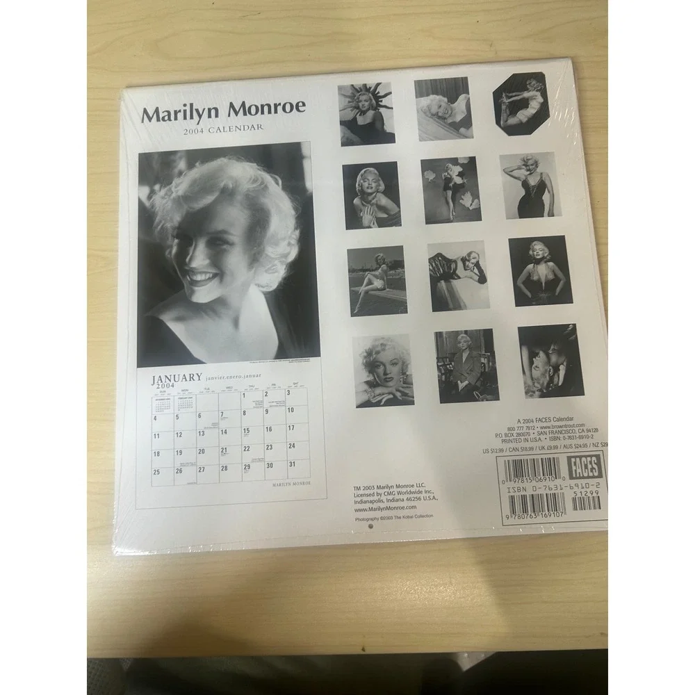 Marilyn Monroe 2004 Wall Calendar FACES Vintage Sealed Black White Photography